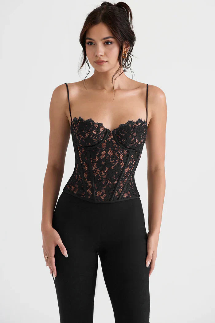 Samantha Lace Corset – Black
