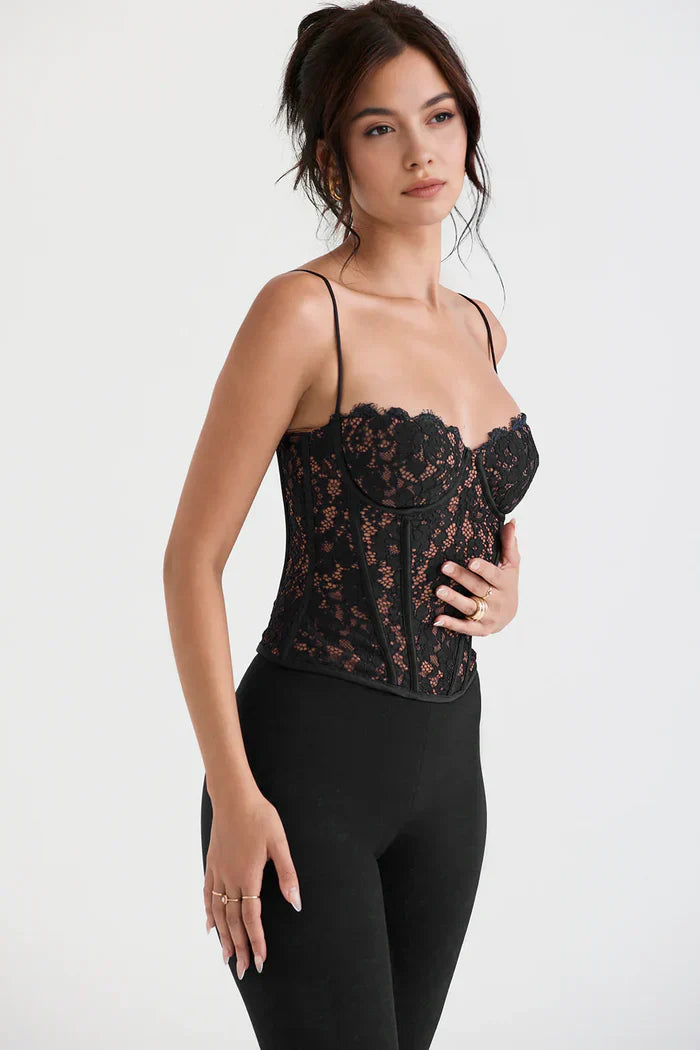 Samantha Lace Corset – Black
