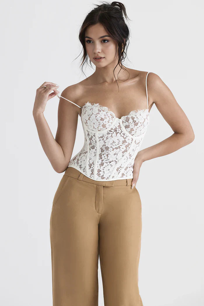 Samantha Lace Corset – White
